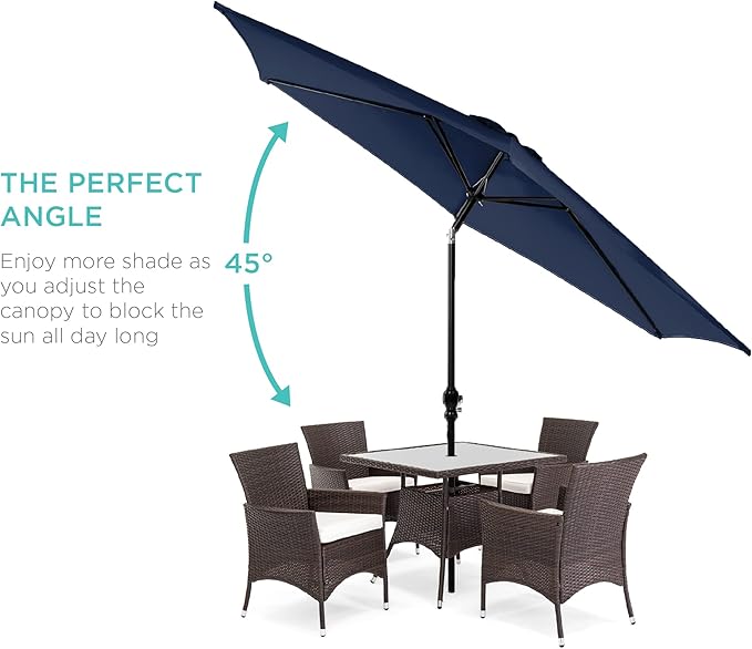 Best Choice Products 10ft Outdoor Table Compatible Steel Polyester Market Patio Umbrella w/Crank and Easy Push Button Tilt - Image 2