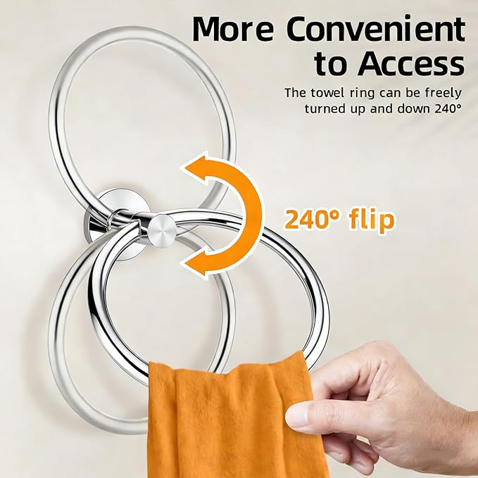 Towel Ring 2Pack, SUS304 Stainless Steel Hand Towel Holder - Image 4