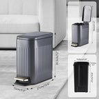 Slim Bathroom Trash Can with Lid Soft Close, Stainless Steel Garbage Can Step - Image 4