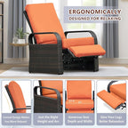 ART TO REAL Automatic Adjustable Patio Recliner Chair Relaxing Sofa Outdoor Wicker Armchair Furniture Aluminum Frame Lounge with Soft Thicken Cushion - Image 7