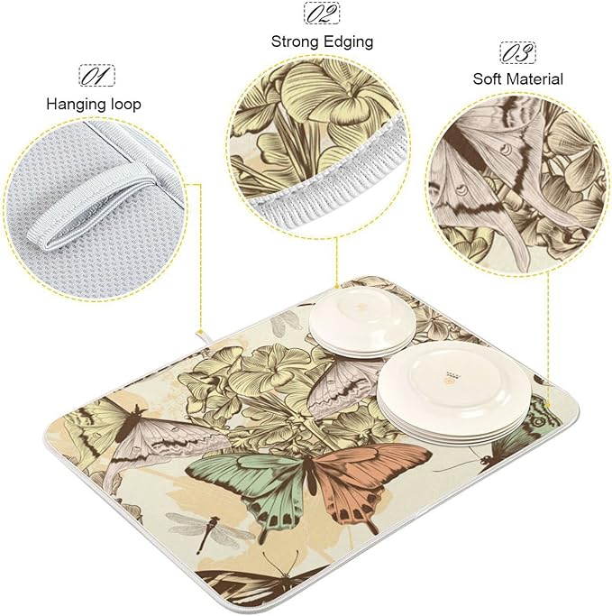 Super Absorbent Dish Drying Mat, Microfiber Fast-Drying Dish Mat, Kitchen Dish - Image 4