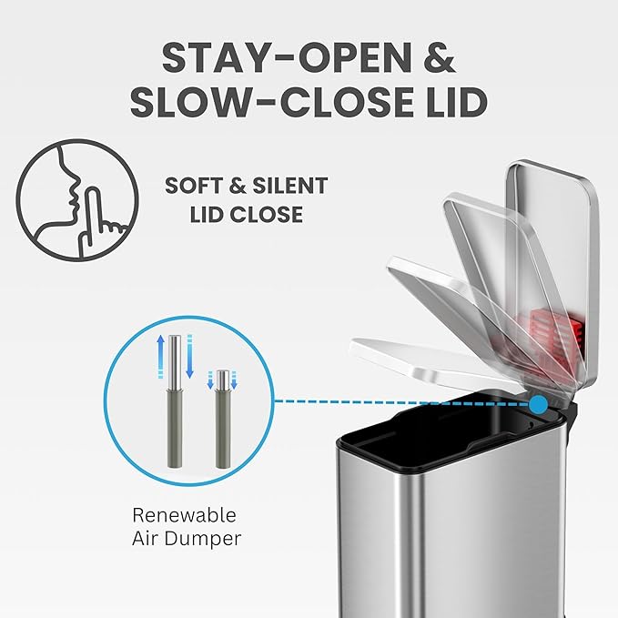 iTouchless 3 Gallon Slim Bathroom Trash Can - Image 6