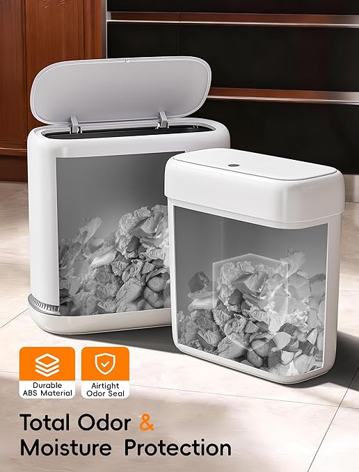 Bathroom Trash Can with Lid, Slim 3.3 Gallon Vacuum adsorption Garbage Bin - Image 3
