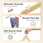 HOUSE DAY Slim Wooden Hangers 10 Pack, Solid Wood Hanger - Image 6