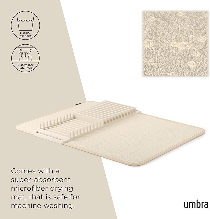 Umbra 330720-354 UDRY Rack and Microfiber Dish Drying Mat-Space-Saving - Image 5