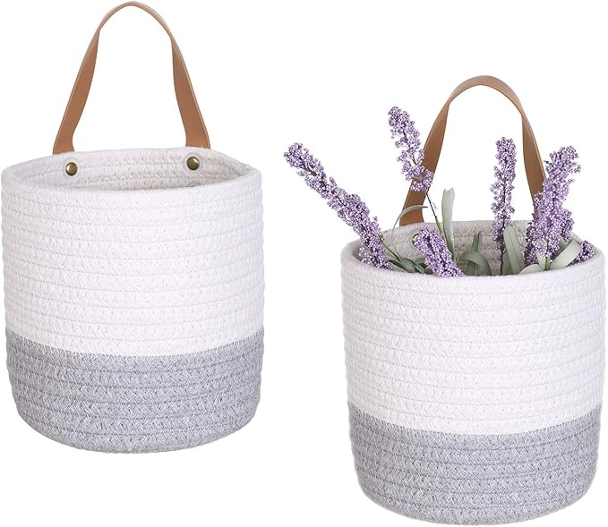 2pack Small Hanging Basket-Cotton Rope Wall Basket by RUIZHIXUAN