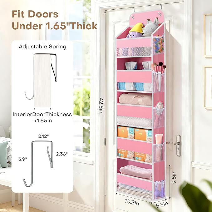 SpaceWhisper Over the Door Organizer, 5 Large Pocket Hanging Storage Organizer - Image 2