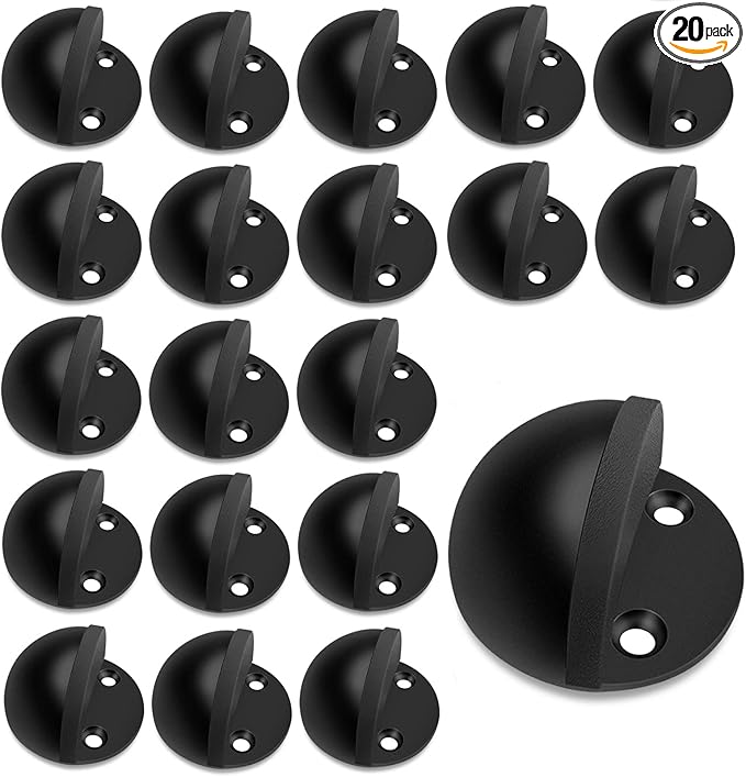 20 Pack Door Stoppers Self Adhesive Floor Mount Door Stop No Drill Black Rubber by Gudui