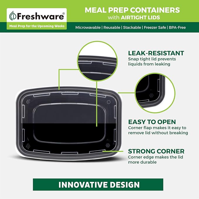 Freshware Meal Prep Containers 1 Compartment Food Storage Containers - Image 5