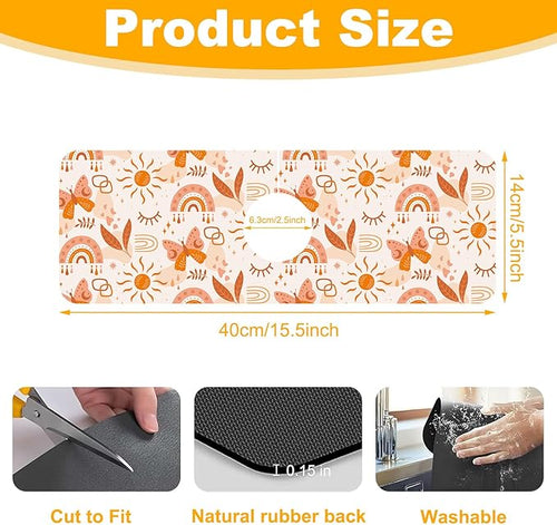 2 Pack Cute Rainbow Sink Splash Guard Faucet Mat Boho Rainbow Butterfly Super - Image 2