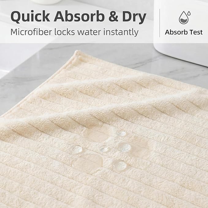4PCS Beige Microfiber Hand Towels - Image 4