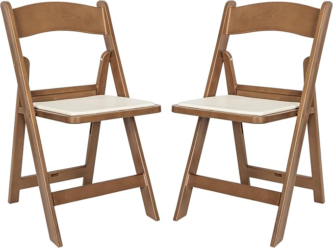Flash Furniture Hercules Commercial Indoor/Outdoor Folding Event Chair, Wood Look, Weather-Resistant, Lightweight Design, Versatile Use, Set of 2, Chestnut by FlashFurniture