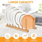 Bamboo Wooden Dish Racks Plate Stand Holder Vertical Drainer Kitchen Cabinet - Image 5