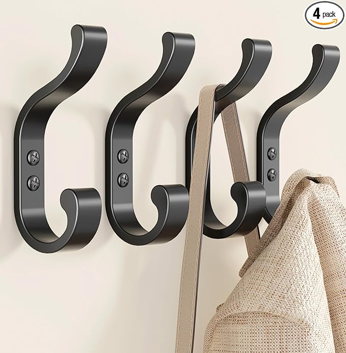 Coat Hooks Wall Mount for Hanging, Heavy Duty Backpack Hooks for Wall, Hold up by BUSSDIS