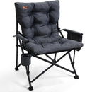 EVER ADVANCED Padded Oversized Folding Camping Chair for Adults, Heavy Duty Lawn Chair with Side Pockets, Portable Collapsible Quad Chair for Outside, Support Up to 500lbs, Black by EVERADVANCED