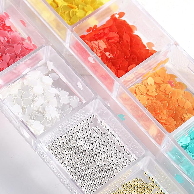 Flower Petals Glitter Nail Art Sequins, Mixed Floral Nail Flakes Beads - Image 3