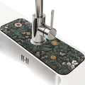 Kitchen Sink Splash Guard，Dark-green black flowers Faucet Mat Sink by ZHUZHISHAN