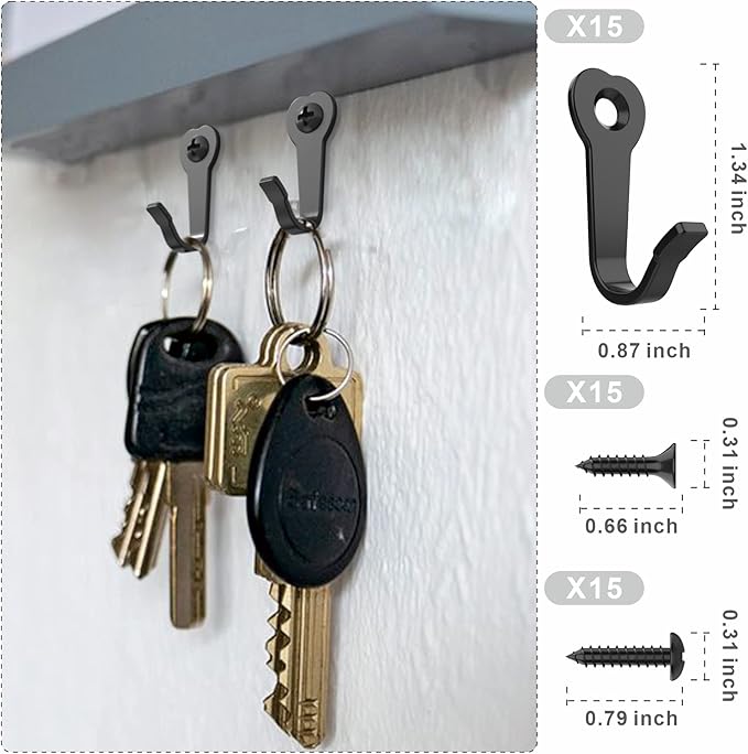 15Pack Heavy Duty Iron Wall Coat Hooks | Mug Hooks - Image 2