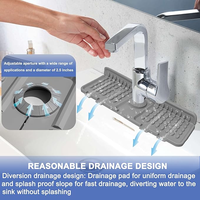 Faucet Mat for Kitchen Sink, Kitchen Sink Splash Guard, Outlet & Slope Upgraded - Image 2