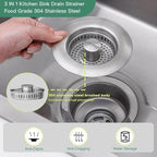 Sink Drain Strainer 3 in 1, 304 Stainless Steel Pop Up Sink Stopper, - Image 3