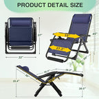 Suteck Oversized Zero Gravity Chair,33In XXL Outdoor Recliner Chair w/Removable Cushion&Headrest, Camping Lounge Chair w/Upgraded Lock&Footrest, Reclining Patio Chairs for Indoor Outdoor,500LBS - Image 2