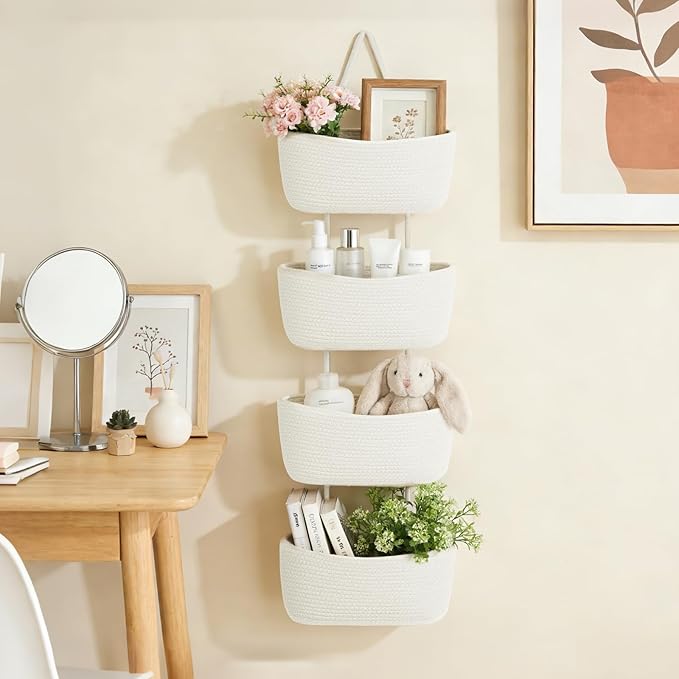 Dahey Over The Door Hanging Basket 4-Tier Woven Boho Wall Mounted Storage - Image 3