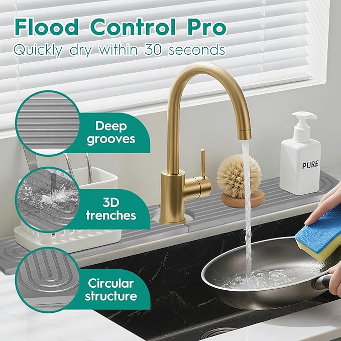 16 Inch Stone Faucet Mat for Kitchen Sink, Kitchen Sink Splash Guard-Water - Image 4