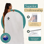 Premium 60” Cotton Garment Bag For Hanging Clothes And Storage | Wide 6” Gusset - Image 6