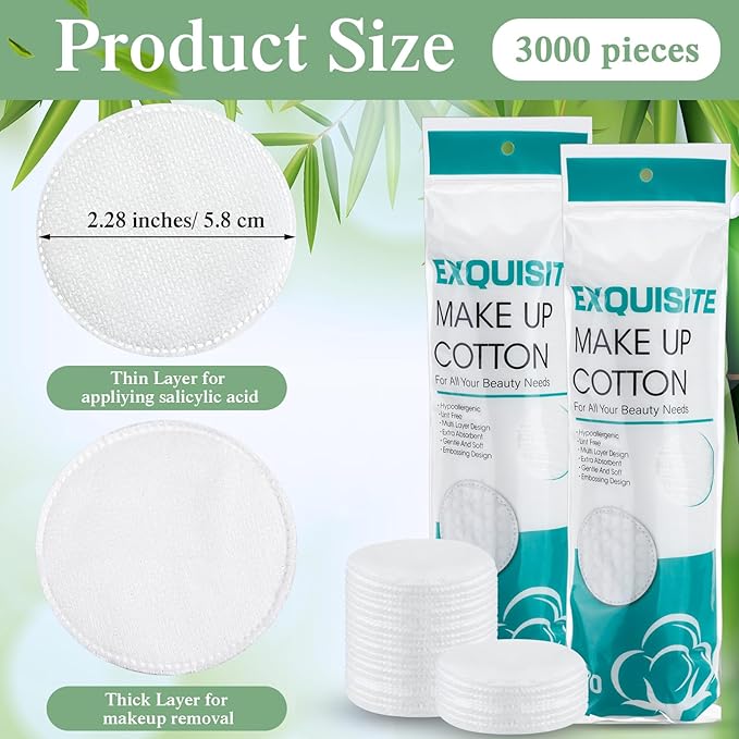 Maxcheck 3000 Pcs Cotton Rounds Bulk Exfoliating Rounds - Image 2
