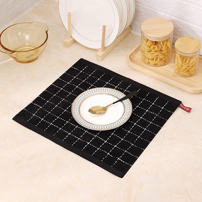 Mordimy 100% Cotton Terry Cloth Dish Cloths, Soft and Absorbent Checkered Dish - Image 9