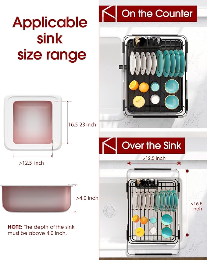 Extendable Dish Drying Rack Over Sink - Image 5
