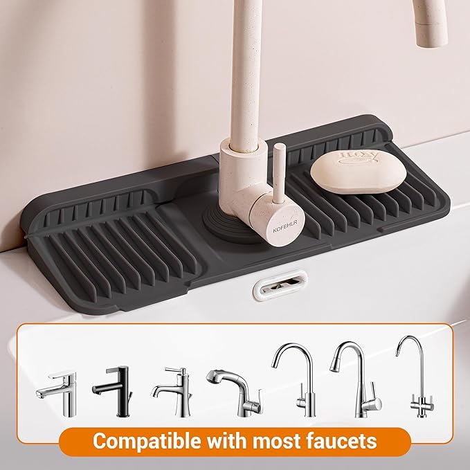 Faucet Mat for Kitchen Sink, Snap-On Design & 7°slope Fast Drain, Folding Sink - Image 7