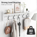 Coat Rack Wall Mount with Shelf, 29 Inch Coat Hanger Walls Mounted, Hat Rack - Image 2
