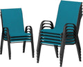 UDPATIO Patio Chairs Set of 8, Stackable Outdoor Dining Chairs with High Back, Breathable Textilene Fabric Outdoor Chair All Weather, 350LBS Capacity for Garden, Backyard (Light Blue) by UDPATIO