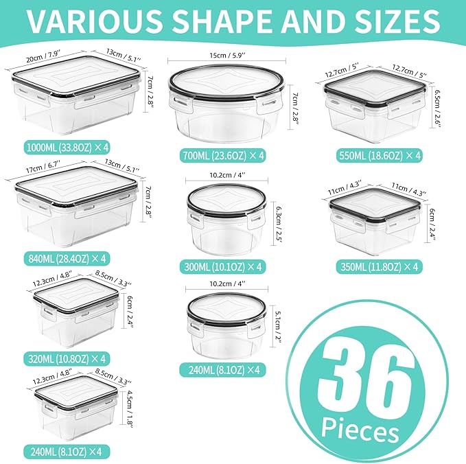Skroam 72 piece Food Storage Containers Set - Image 2