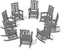 SERWALL Outdoor Rocking Chair Gray Set of 8, All Weather Patio Rocking Chair, HDPE Poly Rocking Chair for Adults, Heavy Duty Front Porch Rocker by SERWALL