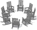 SERWALL Outdoor Rocking Chair Gray Set of 8, All Weather Patio Rocking Chair, HDPE Poly Rocking Chair for Adults, Heavy Duty Front Porch Rocker by SERWALL