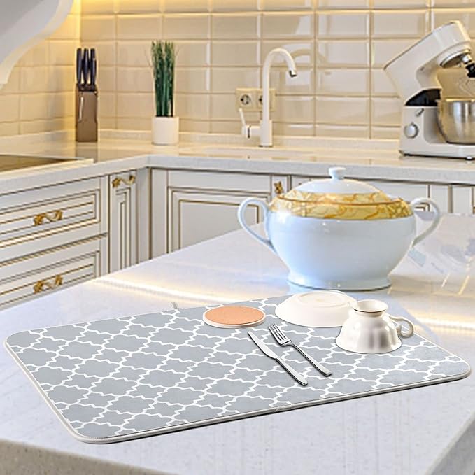 Super Absorbent Dish Drying Mat, Microfiber Fast-Drying Dish Mat, Kitchen Dish - Image 6