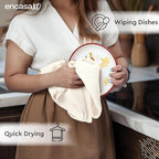 Encasa XO Kitchen Dish Towels Set | Solid Off White | Waffle Weave and Flat - Image 4