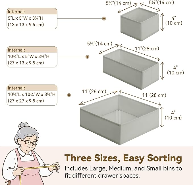 GRANNY SAYS Drawer Organizer Clothes, 12 Pack Dresser Organizer Bins - Image 2