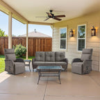 Dual-Adjust Swivel Outdoor Recliner Chair Set of 3 - Reclining Patio Chair with Adjustable Backrest and Footrest, All-Weather Wicker Chaise Lounge Outdoor with Side Table for Pool Deck Brown - Image 2