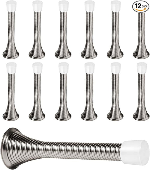 12 Pack Spring Door Stops 3 1/4 Inch Flexible Heavy Duty Spring Door Stopper by KISEER
