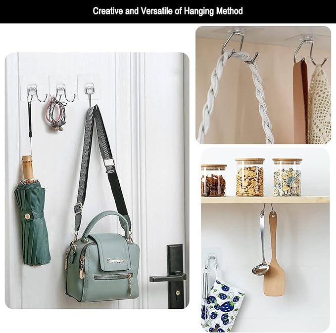 15 Pack Large Double Adhesive Wall Hooks, Damage-Free Waterproof 33 Ib Max - Image 5