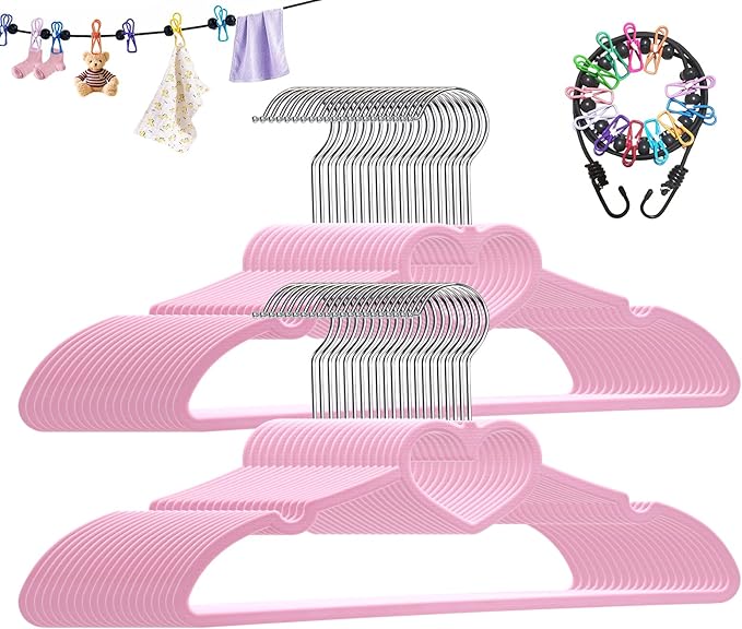 Plastic Hangers 50 Pack, Cute Clothes Hanger Ultra Thin Space Saving by ZRKFSR