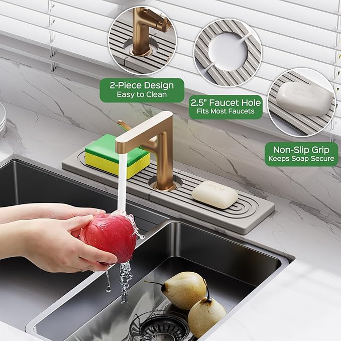 15.7 Inch Stone Faucet Mat for Kitchen Sink Splash Guard - Image 4