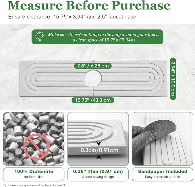 Stone Drying Mat for Kitchen Faucet: Diatomite Stone Drying Tray - Image 7