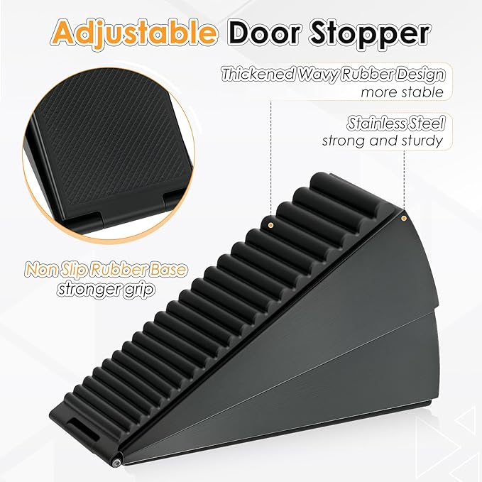 Heavy Duty Large Door Stoppers, Adjustable Spring Loaded Tall Doorstop Jammer - Image 3