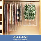 48" All Clear Garment Bags for Hanging Clothes, 5 Packs Suit Bags for Closet - Image 3