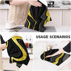 Black Gold Kitchen Dish Towels Set of 4 Soft Absorbent Marble Texture Black - Image 7