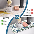 Watercolor Garland Flower Sink Splash Guard Faucet Mat Clover Leaves Super - Image 6